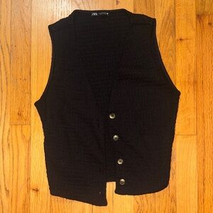 Zara Ebony Sleeveless Buttoned Vest